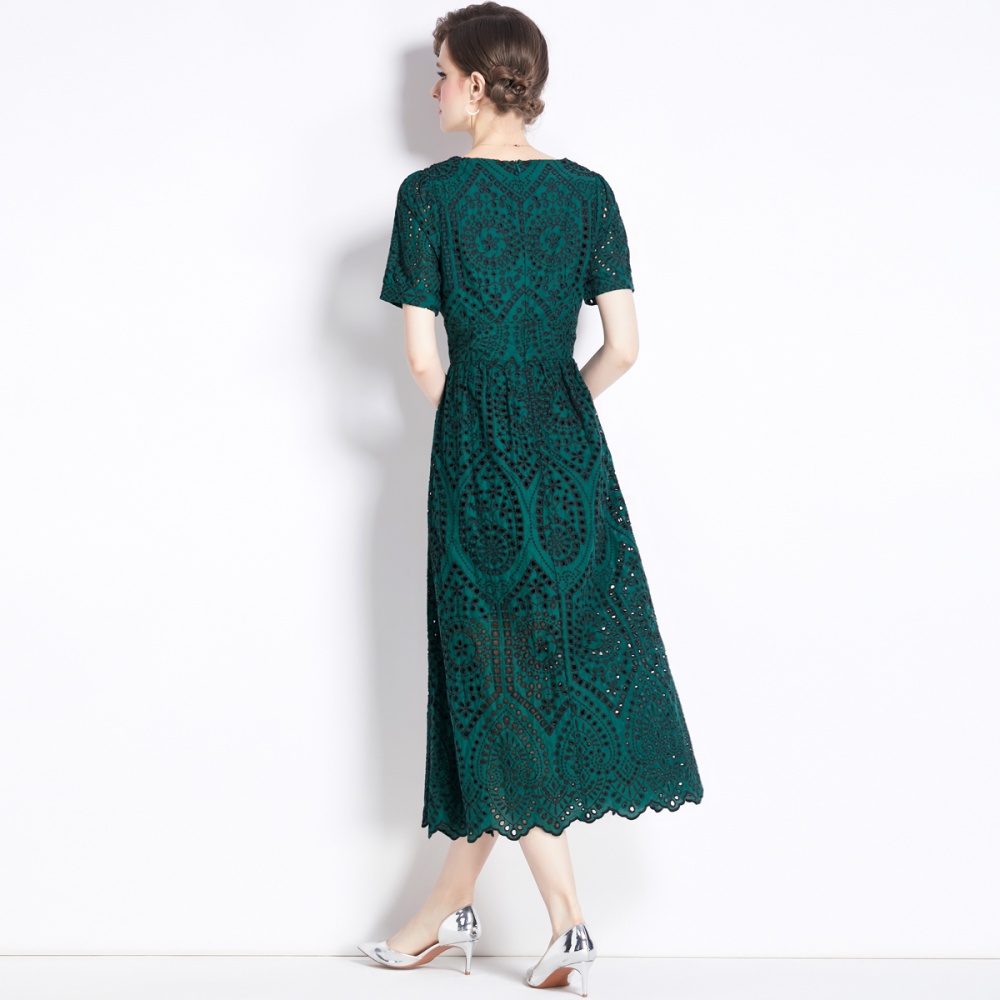 Lace summer slim elegant fashion embroidery dress