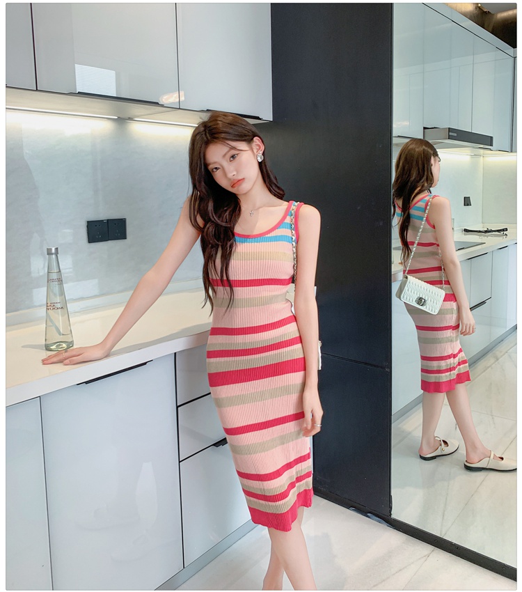 Package hip dress mixed colors vest for women