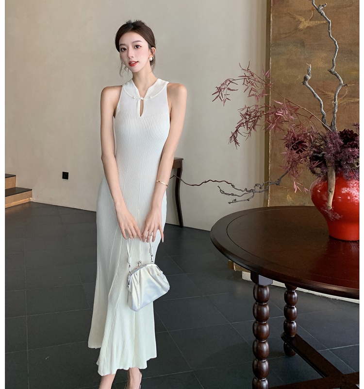Chinese style slim dress sleeveless long dress for women