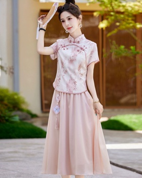 Han clothing cheongsam dress 2pcs set for women