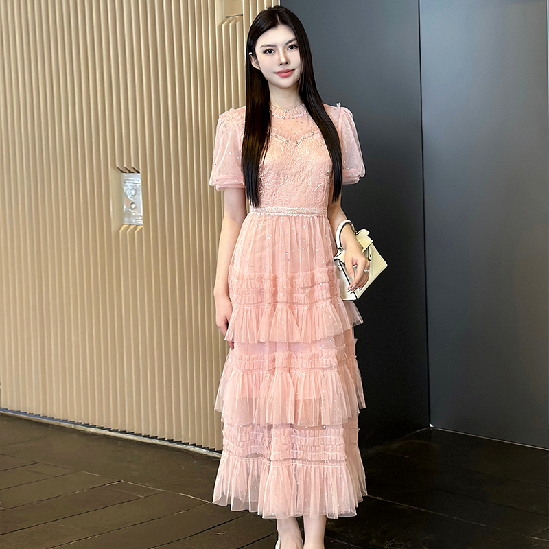 Gauze symphony beading temperament light luxury dress