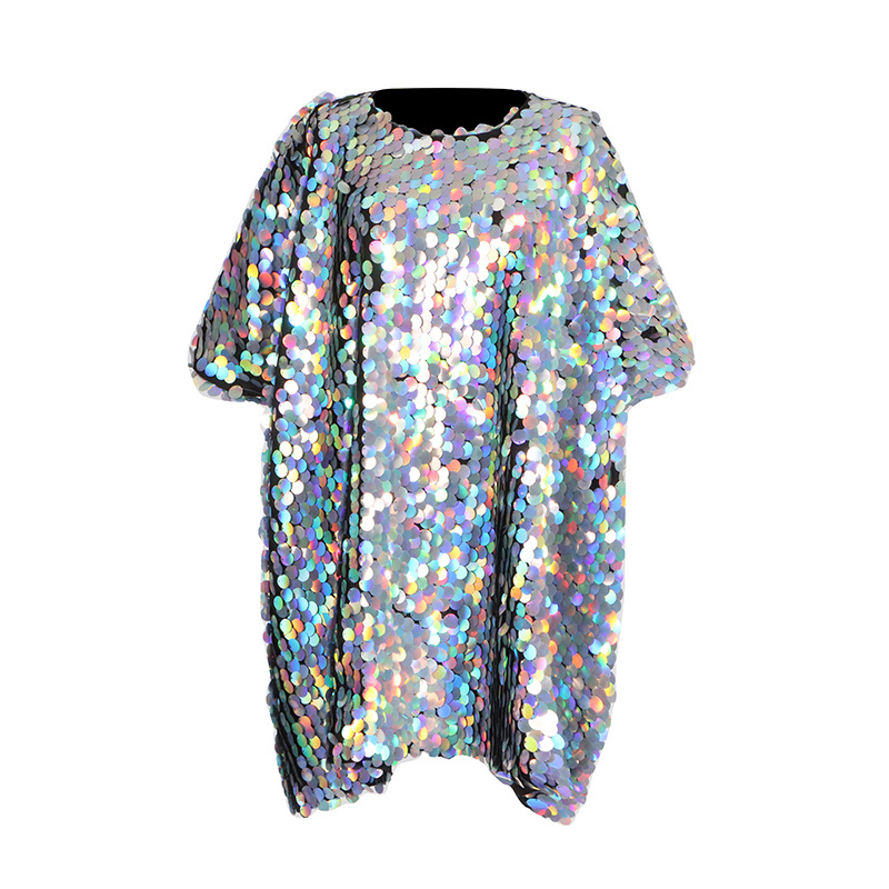 Sequins loose Casual T-back pullover cozy dress