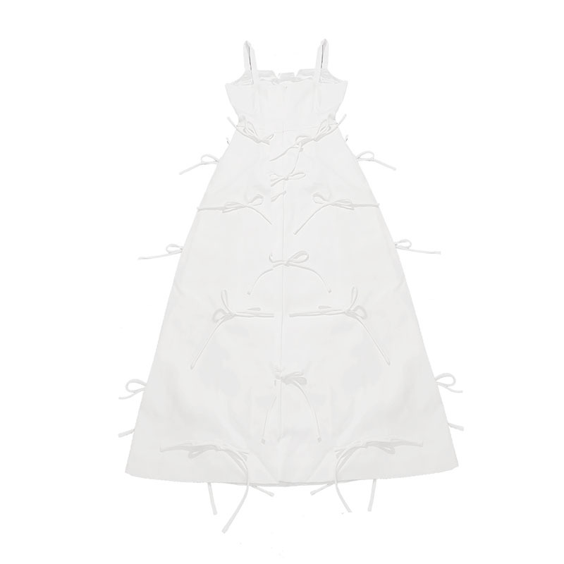 Ladies summer snow white bow niche dress