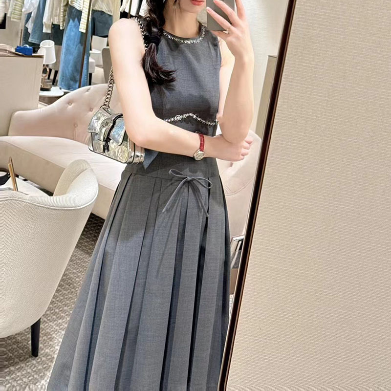 Long beading summer light luxury temperament dress