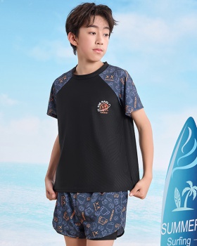 Child wicking swim pants boy youth swimwear 2pcs set