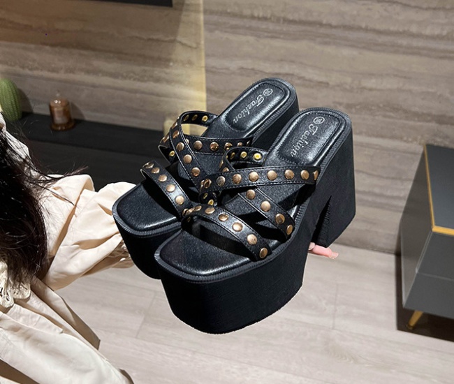 Thick heighten shoes small fellow open toe platform for women