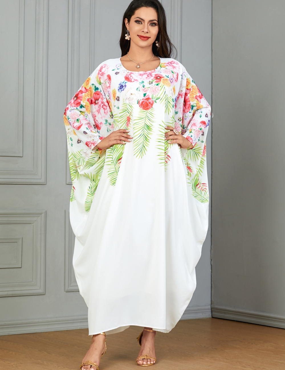 National style printing robe pure dress