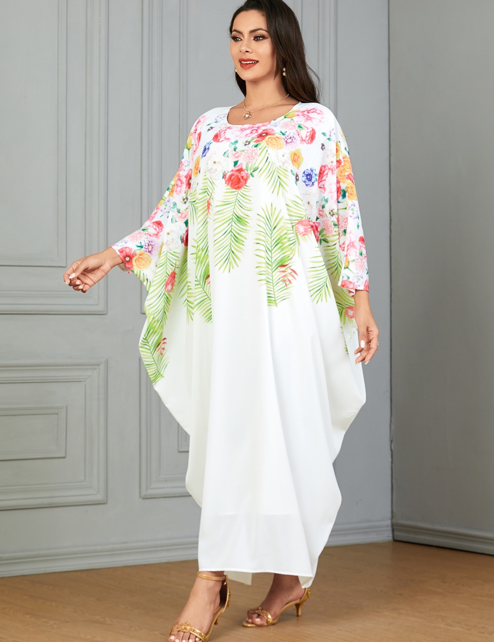 National style printing robe pure dress