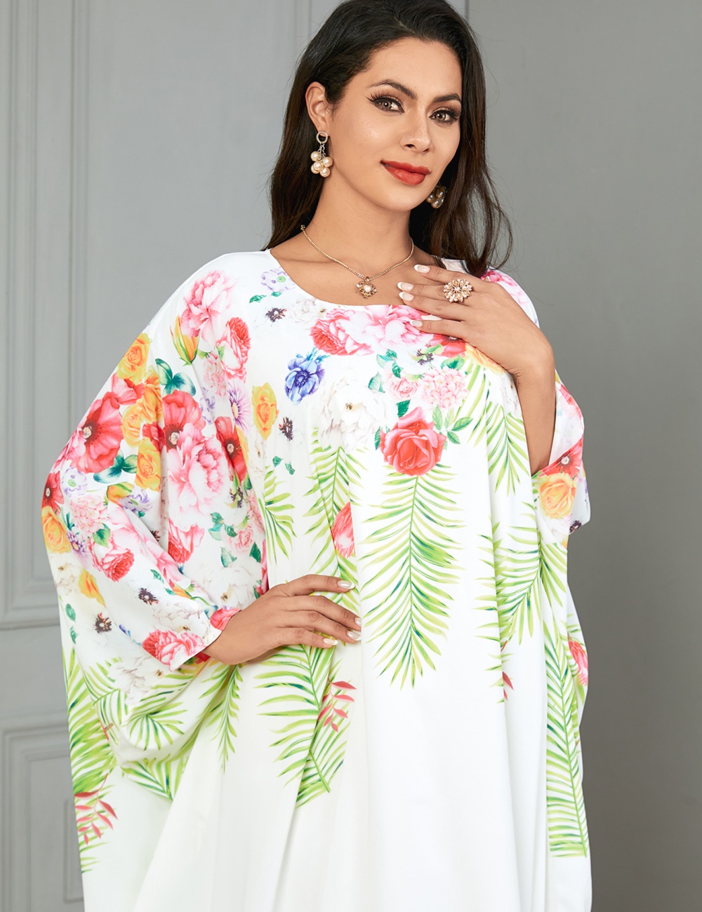 National style printing robe pure dress