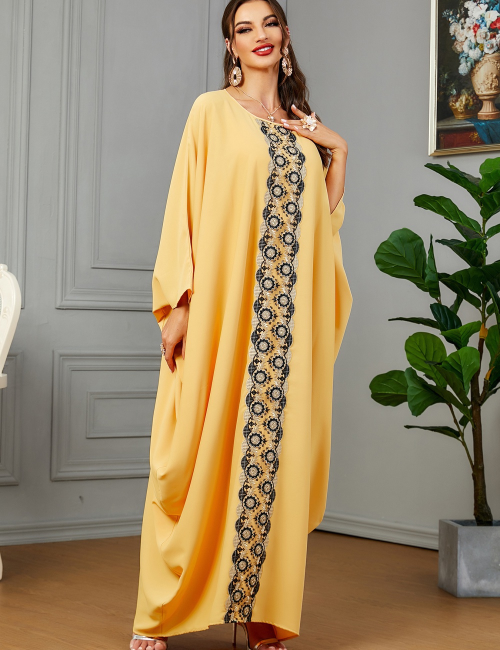 Bat sleeve robe national style dress