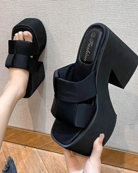 Thick crust high-heeled shoes summer slippers for women