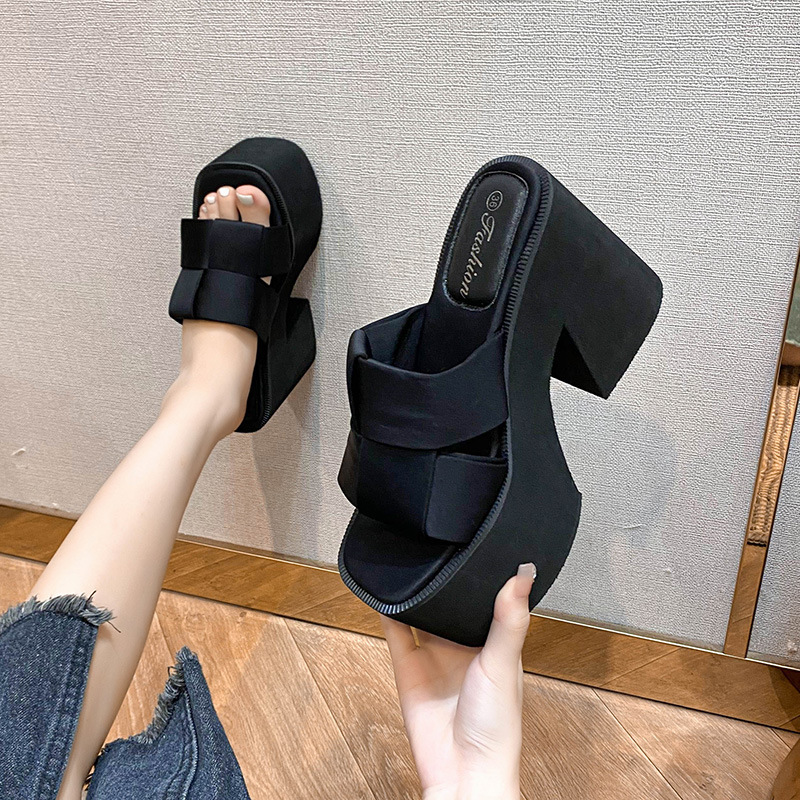 Thick crust high-heeled shoes summer slippers for women