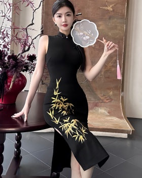 Package hip long cheongsam embroidery dress for women