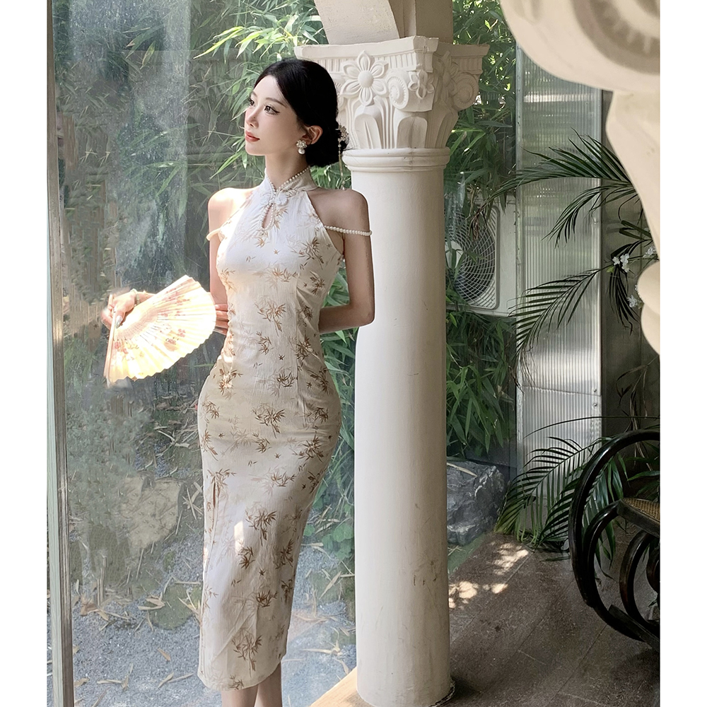 Long split cheongsam retro slim dress for women