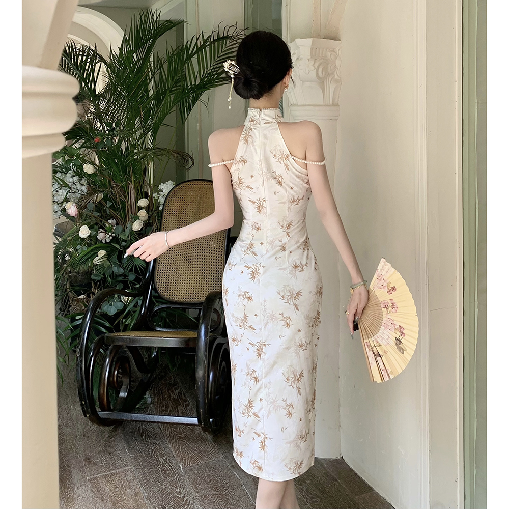 Long split cheongsam retro slim dress for women