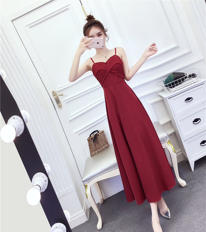 Pinched waist long dress Western style formal dress