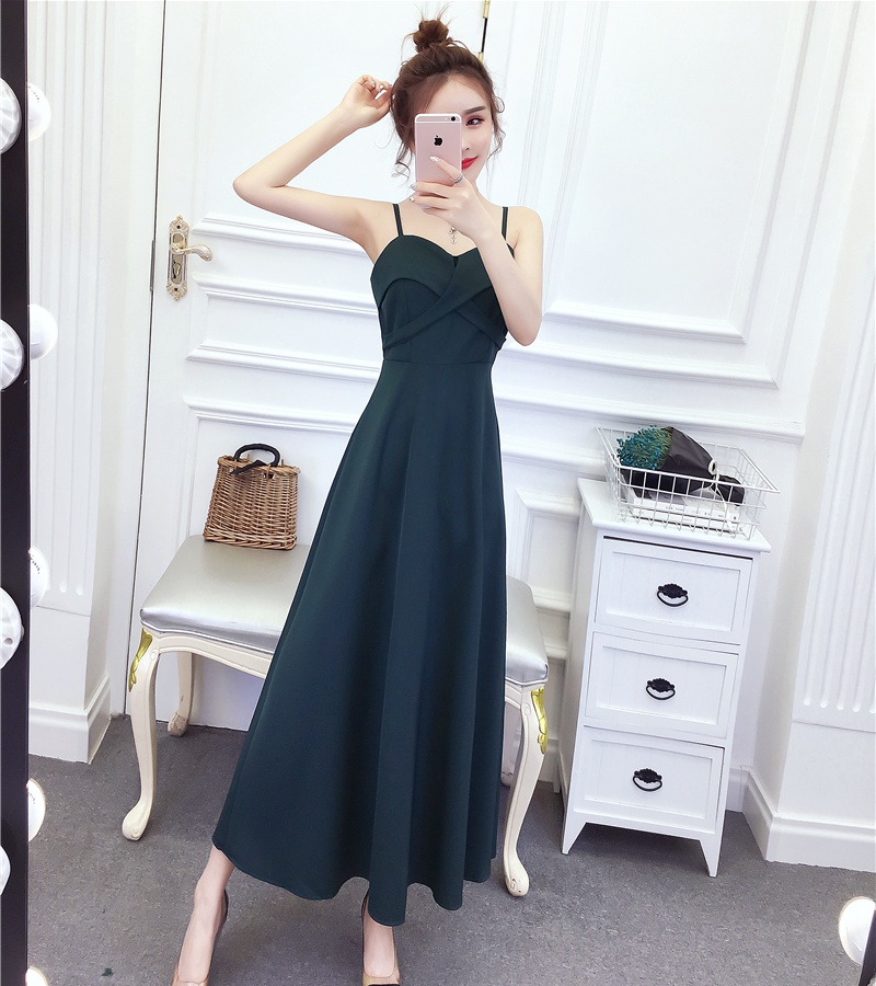 Pinched waist long dress Western style formal dress