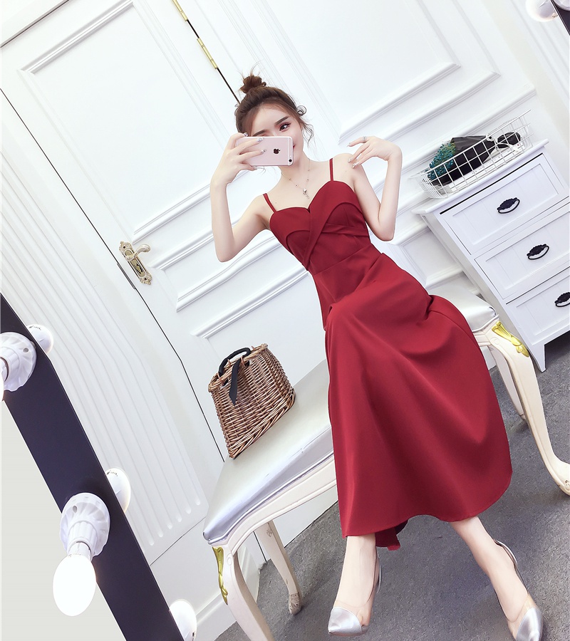 Pinched waist long dress Western style formal dress