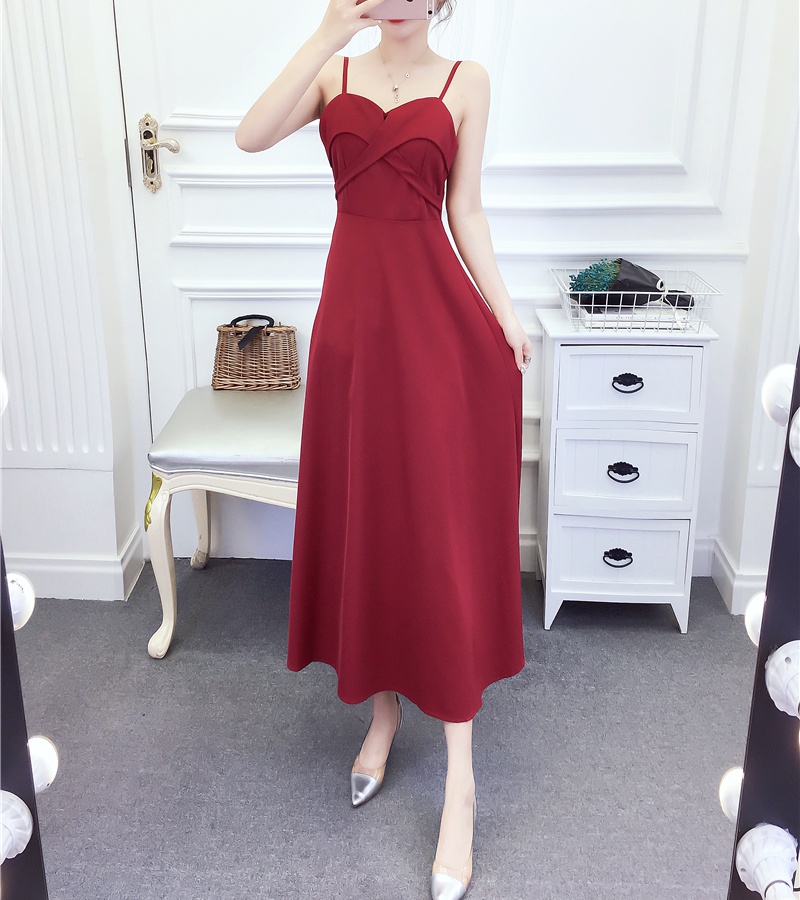 Pinched waist long dress Western style formal dress