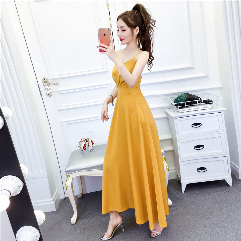 Big skirt formal dress pinched waist long dress for women