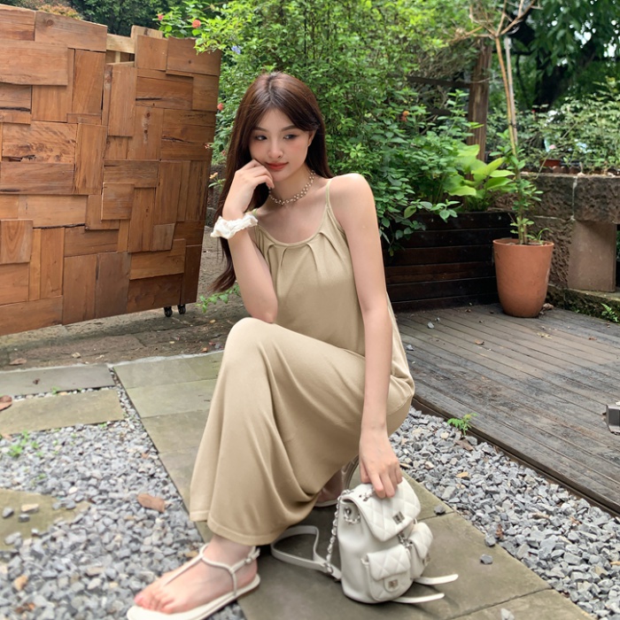 Sleeveless knitted long dress summer dress for women