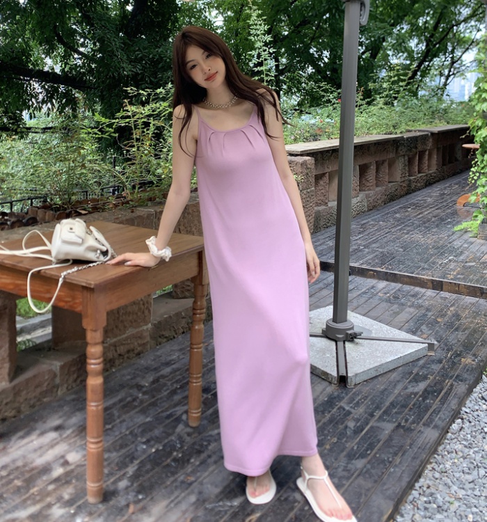 Sleeveless knitted long dress summer dress for women