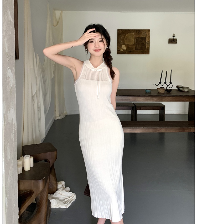 Slim Chinese style cheongsam knitted strapless vest