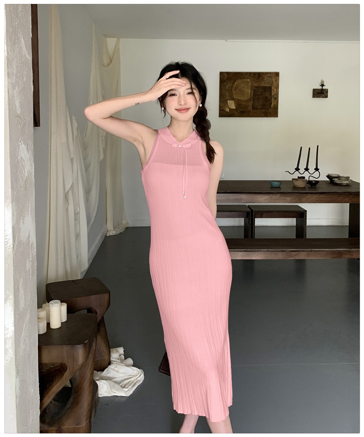 Slim Chinese style cheongsam knitted strapless vest