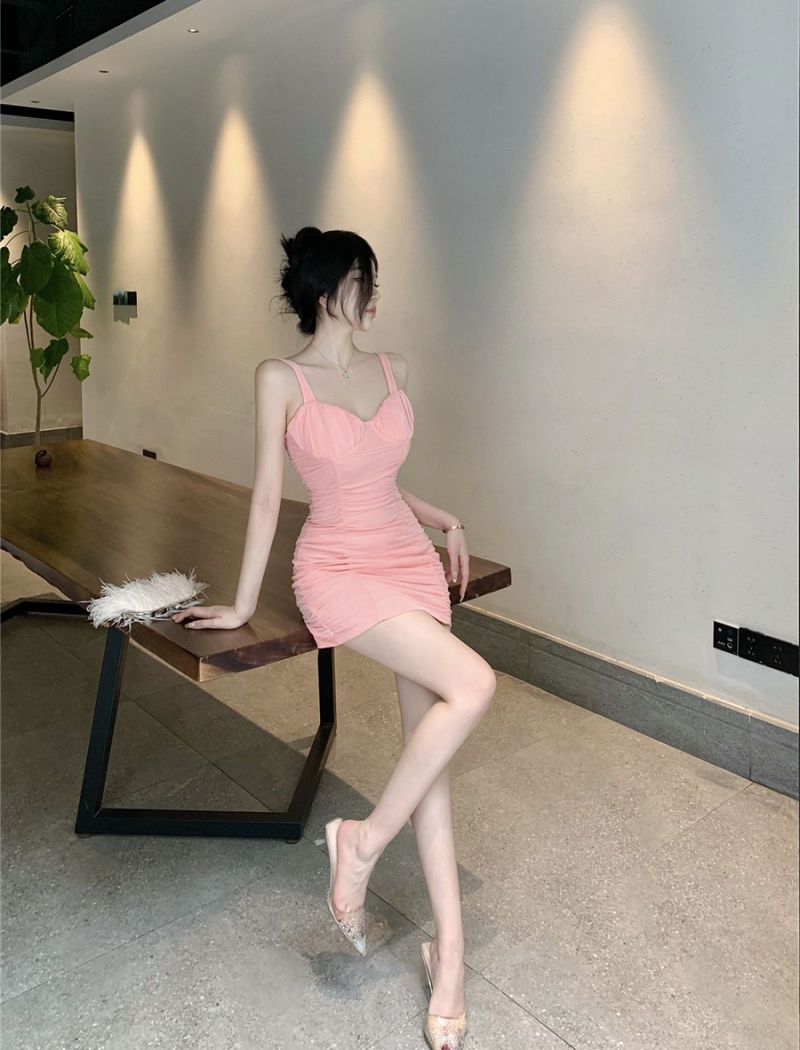 Summer slim dress gauze sexy strap dress for women