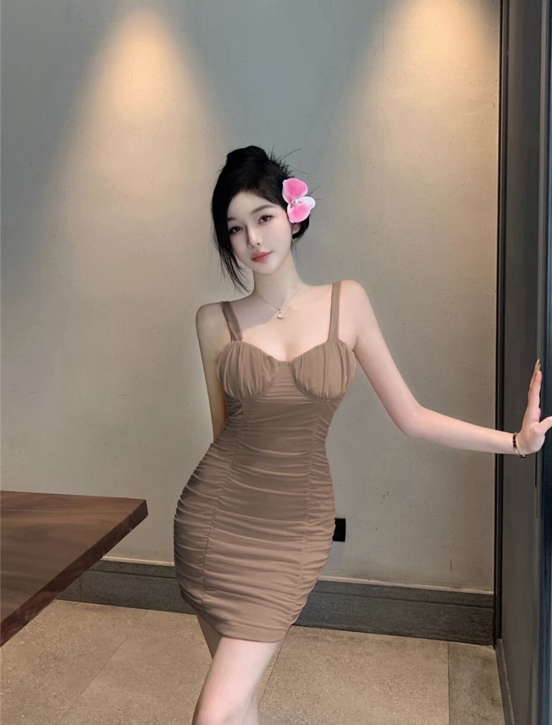 Summer slim dress gauze sexy strap dress for women