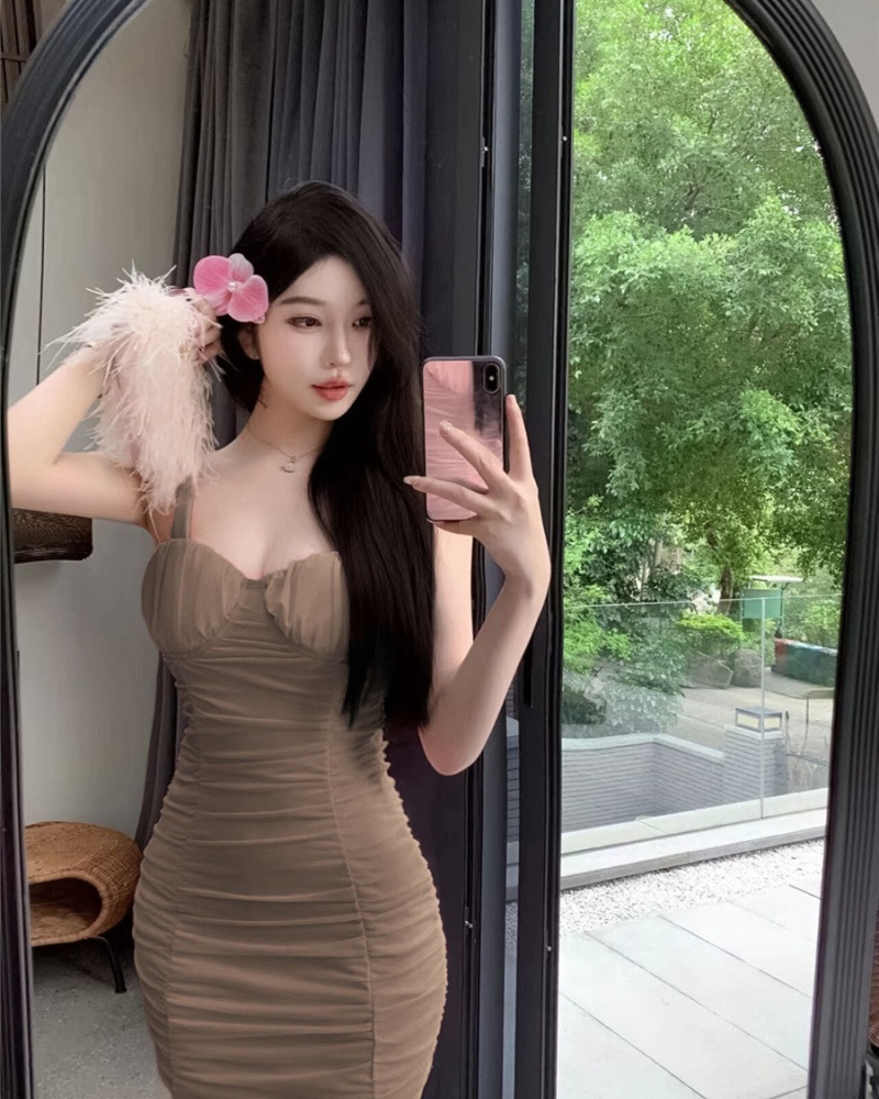 Summer slim dress gauze sexy strap dress for women