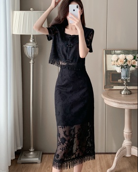 Chinese style long tassels skirt 2pcs set