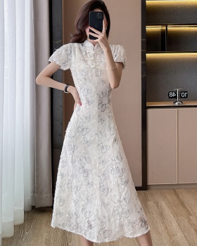 Chinese style A-line dress slim long T-back