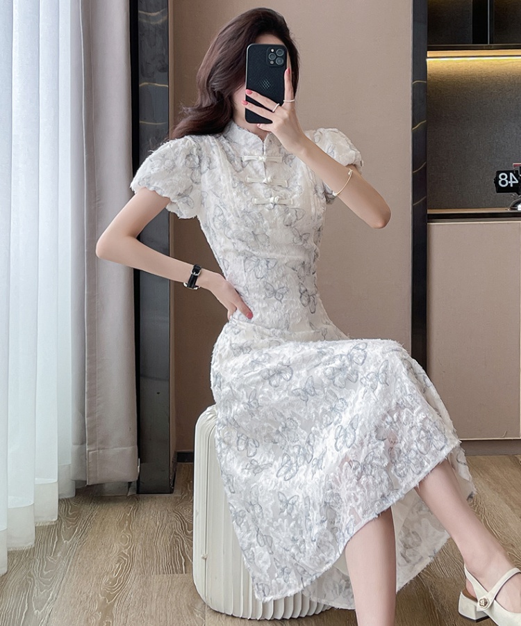 Chinese style A-line dress slim long T-back