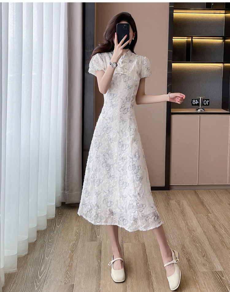 Chinese style A-line dress slim long T-back