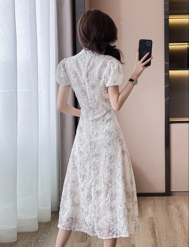 Chinese style A-line dress slim long T-back