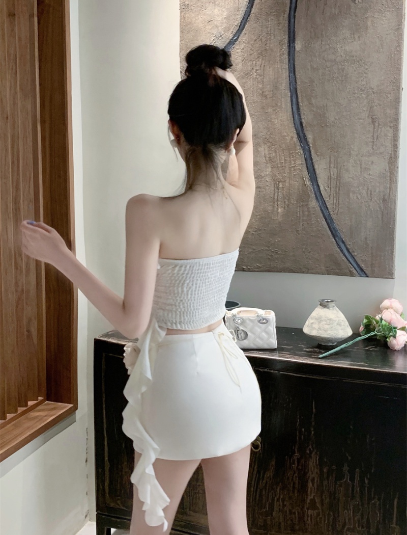 Summer sexy vest high waist spicegirl skirt 2pcs set