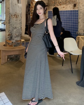Sleeveless stripe long dress tender Casual dress