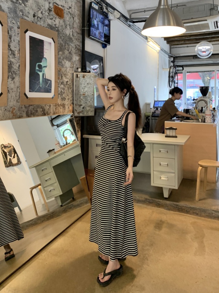 Sleeveless stripe long dress tender Casual dress