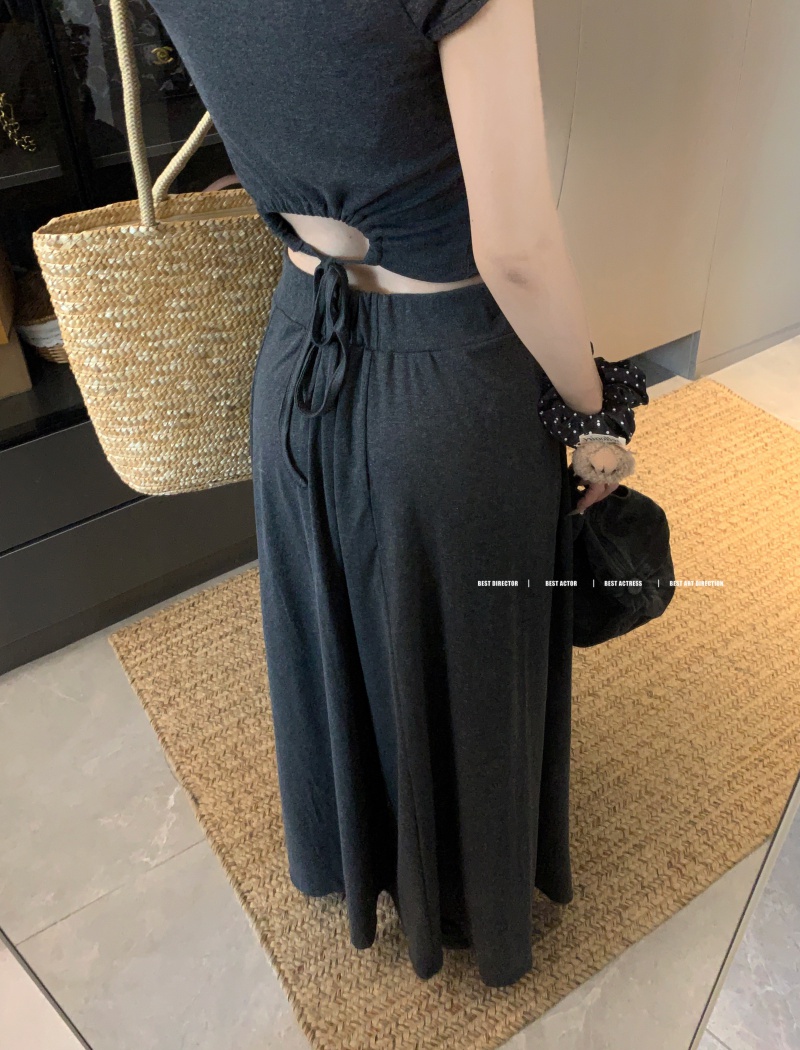 High waist skirt frenum T-shirt 2pcs set