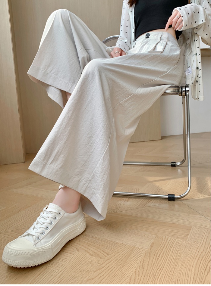 High waist ice silk business suit cotton linen pants