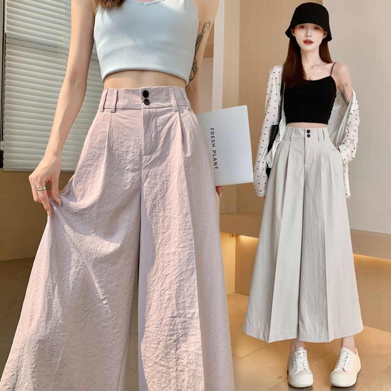 High waist ice silk business suit cotton linen pants