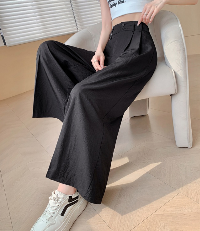 High waist ice silk business suit cotton linen pants