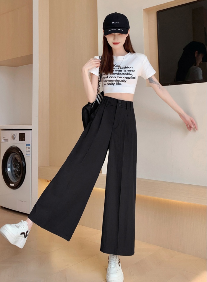 High waist ice silk business suit cotton linen pants