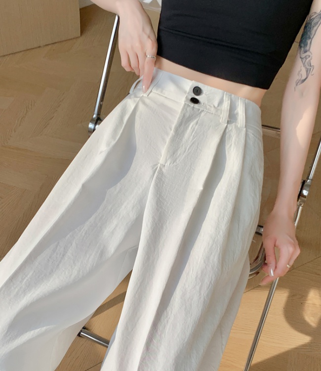 High waist ice silk business suit cotton linen pants