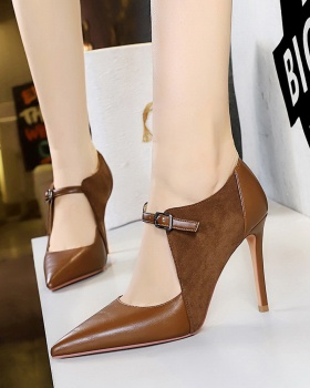 Broadcloth splice shoes retro high-heeled shoes for women