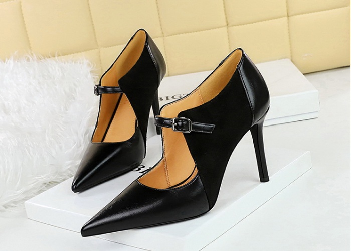 Broadcloth splice shoes retro high-heeled shoes for women
