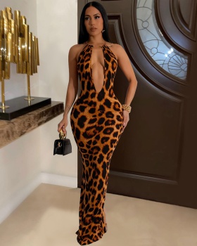 Fashion leopard long dress wild nature dress for women