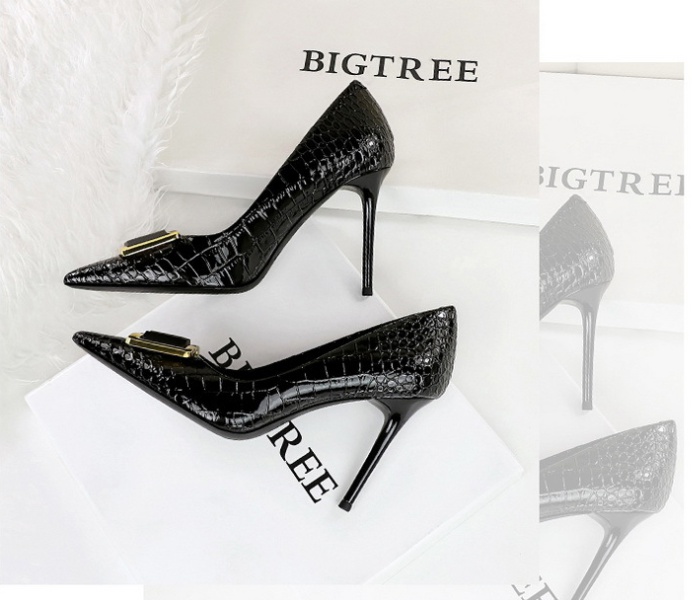 Pointed high-heeled shoes stone pattern shoes for women