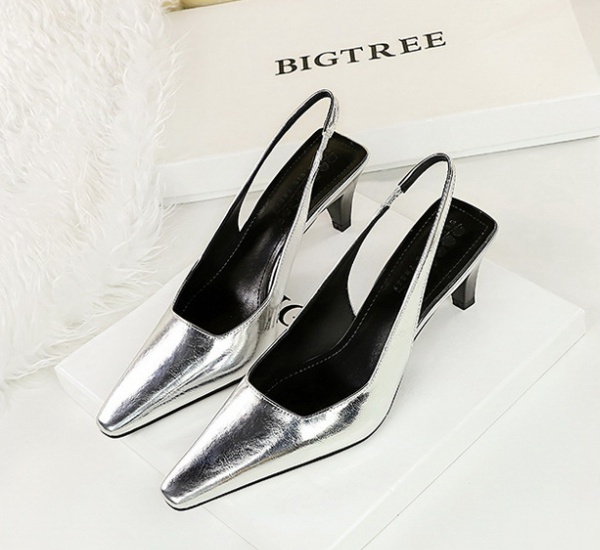 European style low retro high-heeled shoes for women